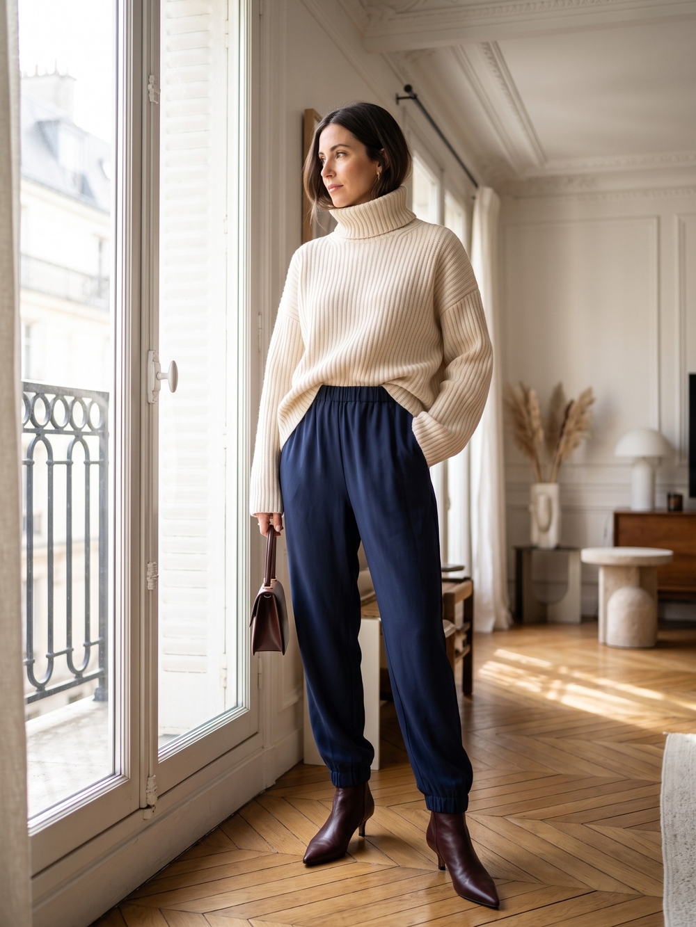 Babaton Aritzia Dexter Navy Crepe Jogger Pant Quiet Luxury Corpcore Trousers